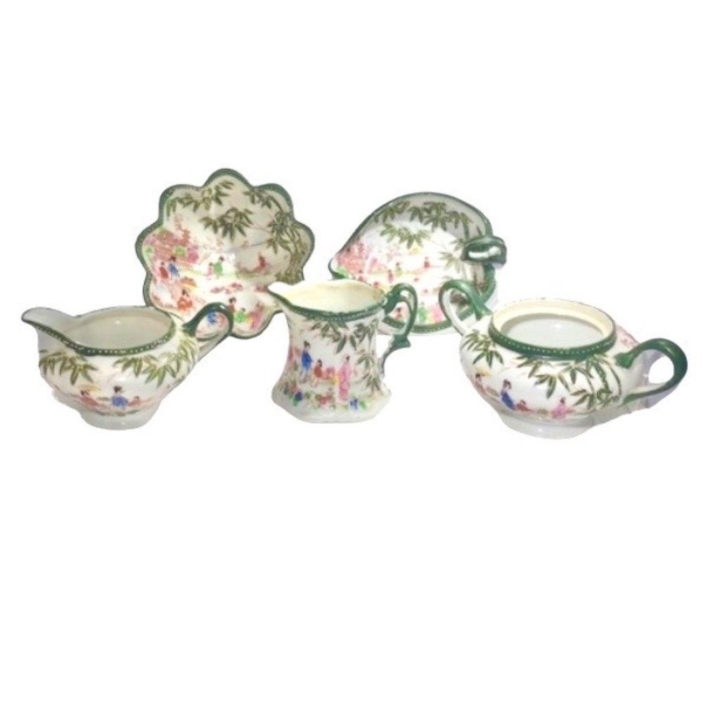 VINTAGE JAPANESE KUTANI PORCELAIN MATCHING 5 PIECE SET